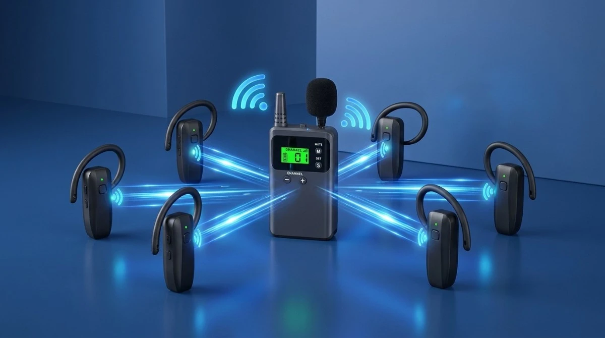 Wireless tour guide transmitter and receiver with multi-channel interference-resistant technology Wireless tour guide transmitter and receiver with multi-channel interference-resistant technology